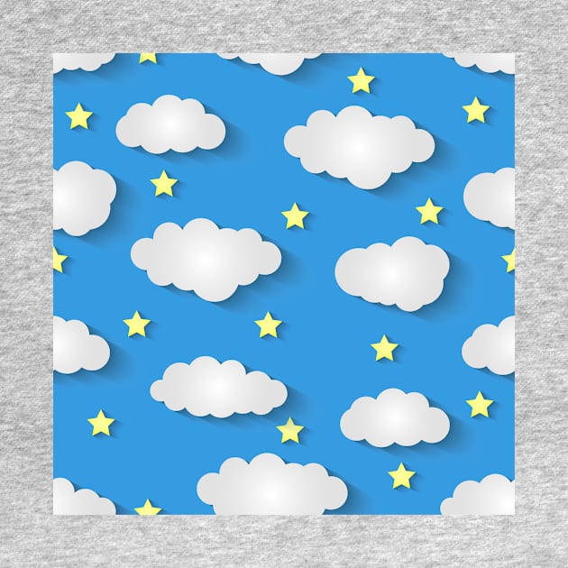 Cute Paper Clounds And Stars Colage by MichelMM